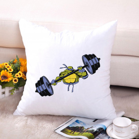 Подушка декоративная с принтом "Черепашки-ниндзя Леонардо со штангой" Push IT Белый Кавун П000605