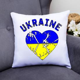 Подушка декоративная с принтом "Heart of Ukraine" Белый Кавун П000423