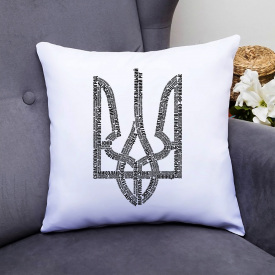 Подушка декоративная с принтом "Герб Украины из названий городов" Push IT Белый Кавун П000539