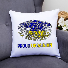 Подушка декоративная с принтом "Отпечаток пальца - Proud Ukrainian" Белый Кавун П000417