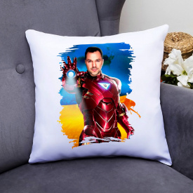 Подушка декоративная с принтом "Алексей Арестович - Железный человек" Белый Кавун П000385