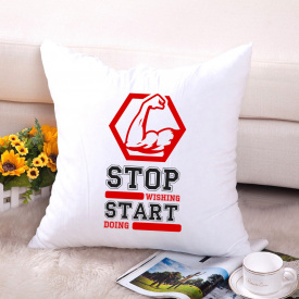 Подушка декоративная с принтом "Stop wishing start doing" Push IT Белый Кавун П000602