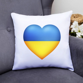 Подушка декоративная с принтом "Украинское сердце 2" Белый Кавун П000356
