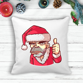Подушка с новогодним принтом Дед Мороз "Все хорошо" Белый Кавун П003583