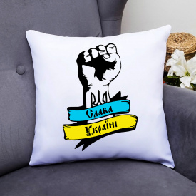 Подушка декоративная с принтом "Кулак Слава Україні" Белый Кавун П000404