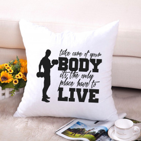 Подушка декоративная с принтом "Take care of your body it's the only place have to live" Push IT Белый Кавун П000593