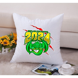 Подушка декоративная с новогодним принтом "Year of the Dragon 2024. Дракон 2024" Push IT Белый Кавун П000707