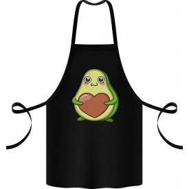 Фартук с принтом Арбуз Авокадо с сердцем 68 см Черный