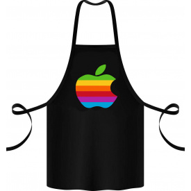 Фартук с принтом Арбуз Радужное яблоко 68 см Черный