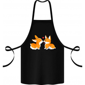 Фартук с принтом Арбуз Loving Corgi Couple 68 см Черный