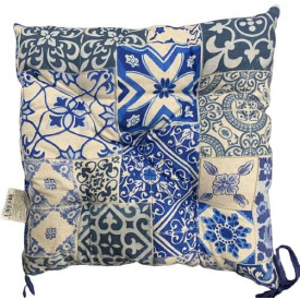 Подушка на стул Прованс Фреска 40х40 см Синий/белый (1117)