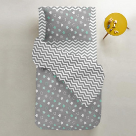 Детский пододеяльник Cosas GREY STARS Ранфорс 110х140 см Серый