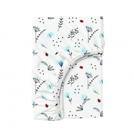 Простыня на резинке 80х160 см BLUE WILDFLOWERS Cosas белый