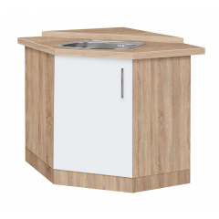 Тумба угловая кухонная №1 с врезной мойкой МАКСИ МЕБЕЛЬ Дуб сонома/Белый (5103422) Красноград