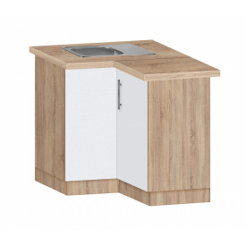 Тумба угловая кухонная №2 с врезной мойкой МАКСИ МЕБЕЛЬ Дуб сонома/Белый (5103429)