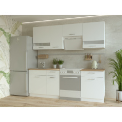 Кухня Лея Doros Белый гладкий / Cонома ДСП / вставки стекло 220х60х250 (80359337) Доманёвка