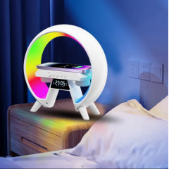 Настольная аккумуляторная смарт лампа со встроенным аккумулятором UKC Smart RGB 15W Light Sound Machine Bluetooth Белая Київ