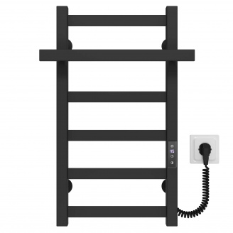 Полотенцесушитель электрический Nicolе П6 300х600 Deffi Черный JD04 (A.NI.60.30.6.E.B.R.2)