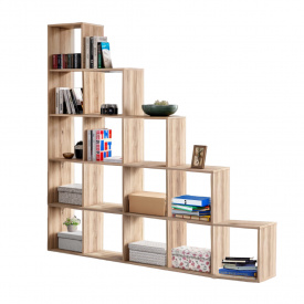 Стеллаж корпусный Tobi Sho ST-0017 для книг, декора на 15 ячеек 1776х1776х300 мм Дуб сонома