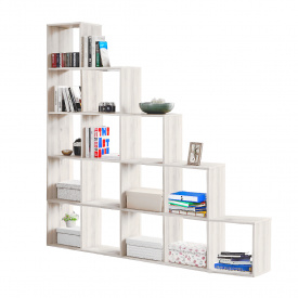 Стеллаж корпусный Tobi Sho ST-0017 для книг, декора на 15 ячеек 1776х1776х300 мм Белый