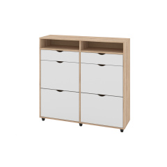 Тумба для взуття Clario (118,6х34х113,5 см, сонома + білий) Ромны