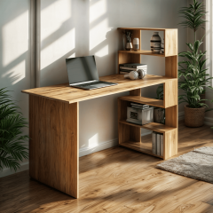 Стіл письмовий Tobi Sho ST-0015 з боковим стелажем 1416х750х600 Дуб сонома Городок