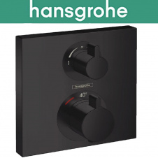 Термостатический смеситель Hansgrohe (art 15714670) для душа 2х потребителей, скрытого монтажа, Ecostat Square, Чёрный мат