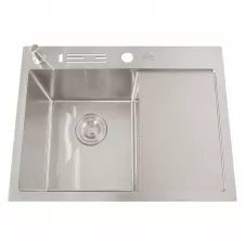 Кухонная мойка Nett NB-6045(R) 600х450 с крылом нержавеющая сталь(браш) (1,3 мм)+смеситель