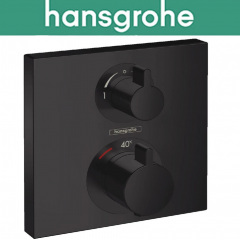 Термостатический смеситель Hansgrohe (art 15714670) для душа 2х потребителей, скрытого монтажа, Ecostat Square, Чёрный мат Кропивницький