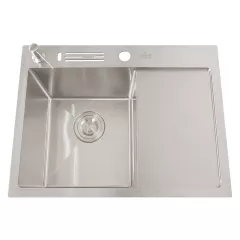 Кухонная мойка Nett NB-6045(R) 600х450 с крылом нержавеющая сталь(браш) (1,3 мм)+смеситель Буча