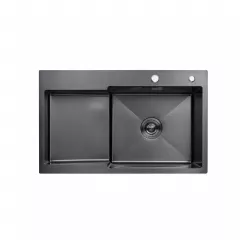Кухонная мойка Kroner KRP Schwarze 7848RHM PVD 780х480 черная (3,0/1,0 мм) Вінниця