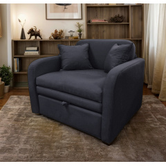 Диван прямий Tobi Sho Юніор-1.2 розкладний м'який велюр Magic Dark Grey, 1380х800х800 мм Ладан