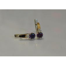 Серебряные серьги Sil с золотыми вставками 124s-3 Аметист (Sil-776)