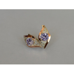 Серебряные серьги Sil с золотыми вставками 145s-11 Фиолет (Sil-1023) Киев