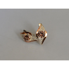 Серебряные серьги Sil с золотыми вставками 145s-2 Шампань (Sil-1014) Михайловка