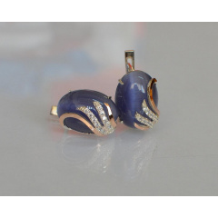 Сережки зі срібла Sil із золотом 149s-5 Фіолетовий (Sil-1104) Ірпінь