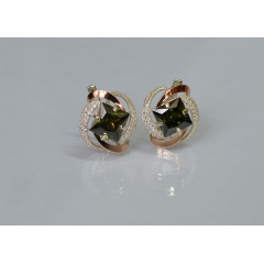 Серебряные серьги Sil с золотыми накладками 130s-12 Олива (Sil-743) Братское