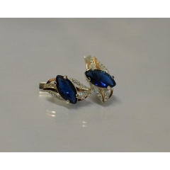 Срібні сережки Sil з золотими пластинами 114s-12 Танзаніт (Sil-844) Київ