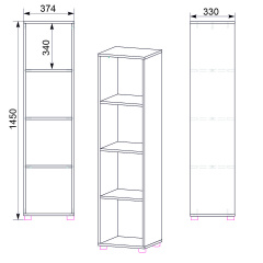 Шкаф книжный Компанит КШ-23 Бук 37,4х33х145 см Ровно