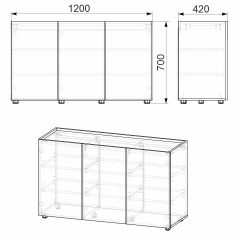 Комод МГ-6 тумба-2 Компанит Бук (120х42х70 см) Одесса