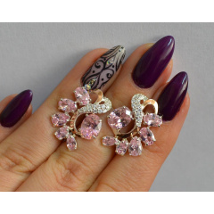 Серебряные серьги Sil с золотыми накладками 153s-10 Розовый (Sil-1054) Коростень