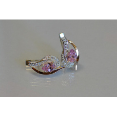 Серебряные серьги Sil с элементами золота 078s-1 Розовый (Sil-917) Золотоноша