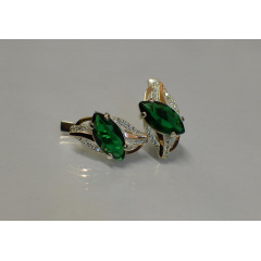 Срібна каблучка Sil з золотими пластинами 114s-6 Зелений (Sil-838) Київ