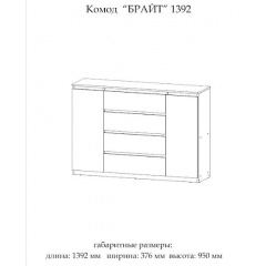 Комод Мастер Форм с 4 выдвижными ящиками телескопы Дуб крафт серый (139х37,6х95 см) Мукачево
