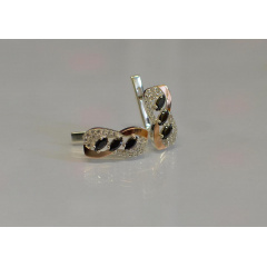 Серебряные серьги Sil с золотыми пластинами 120s-15 Черный (Sil-813) Лубны