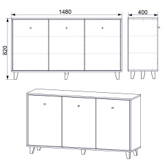 Комод Компанит 30 Орех экко (148х40х82 см) Стрый