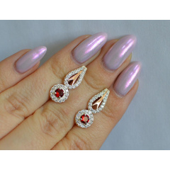 Серебряные серьги Sil с золотыми пластинами 135s-2 Красный (Sil-1173) Самбор