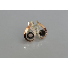 Серебряные серьги Sil с золотыми накладками 144s-3 Черный (Sil-1158) Умань