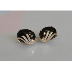 Сережки зі срібла Sil із золотом 149s-4 Чорний (Sil-1103) Лубни