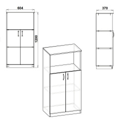 Шкаф книжный Компанит КШ-15 61х37х120 см Орех экко Мукачево
